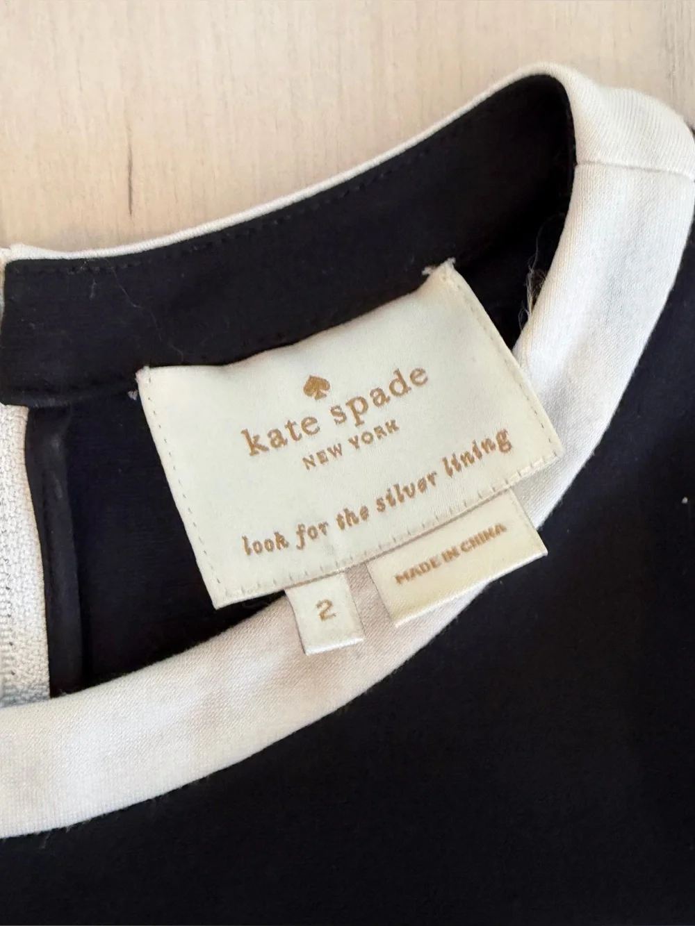 kate spade Black Mini Dress with White Neck Trim